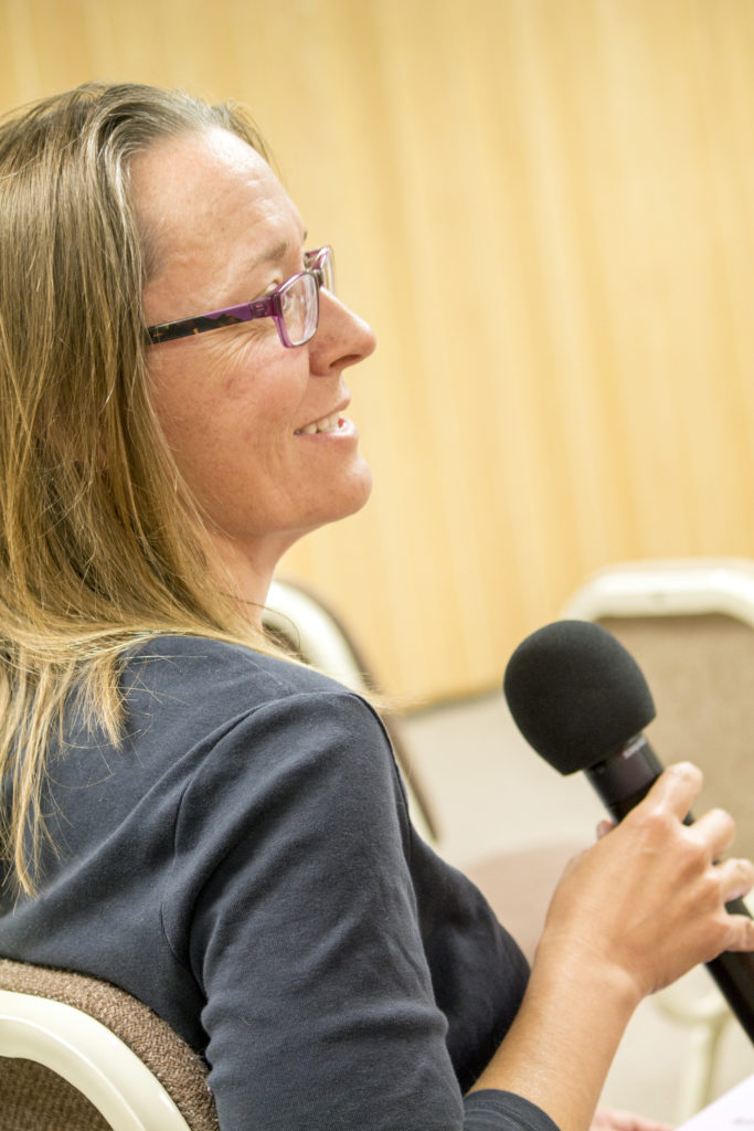 Bowman Regional Public Library Director Sarah Snavely thanks commissioners at the June 21 Bowman City Commission meeting. (Pioneer Photo by Bryce Martin)